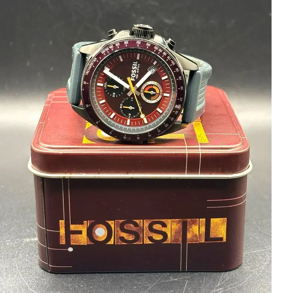 Fossil Decker CH2876 Chronograph Red Dial Silicone Men’s Watch 43mm